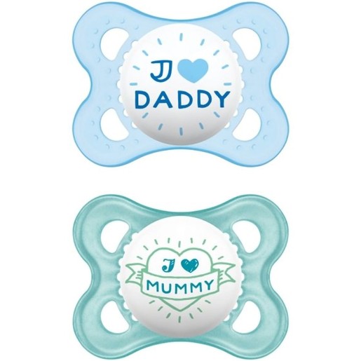 Mam I Love Mummy & Daddy 2-6m 2 Τεμάχια, Κωδ 115S - Γαλάζιο / Σιέλ