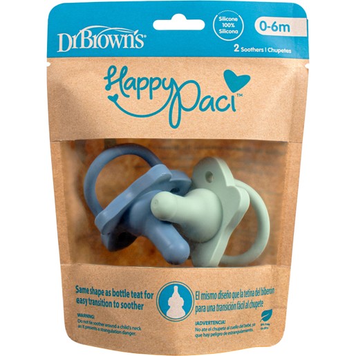 Dr.Brown\'s Happy Paci Silicone Soother 0-6m 2 Τεμάχια - Πράσινο / Μπλε Dr.Brown\'s Happy Paci Silicone Soother 0-6m 2 Τεμάχια - Πράσινο / Μπλε