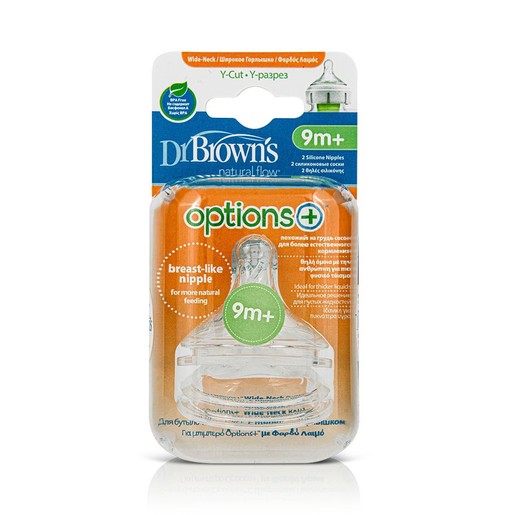 Dr Browns Options+ WN Υ201 Θηλή Σιλικόνης για Μπιμπερό με Φαρδύ Λαιμό 9m+, 2 Τεμάχια Dr Browns Options+ WN Υ201 Θηλή Σιλικόνης για Μπιμπερό με Φαρδύ Λαιμό 9m+, 2 Τεμάχια