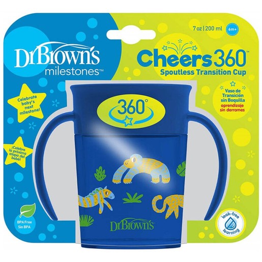 Dr Brown\'s Milestones Cheers 360 Spoutless Transition Cup 6m+, 200ml, Κωδ TC71006 - Μπλε
