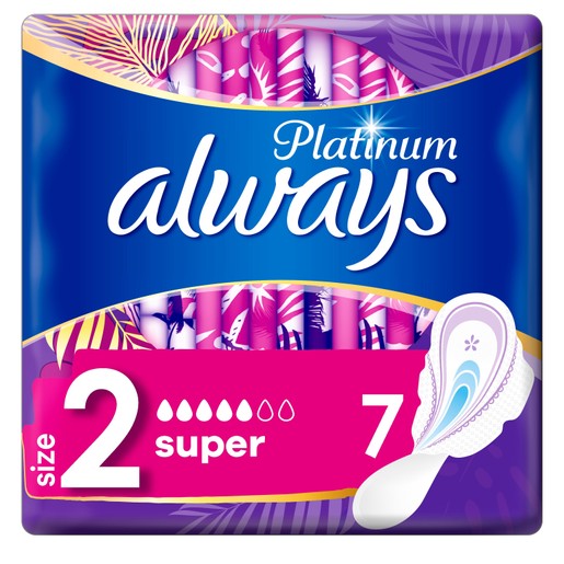 Always Platinum Ultra Super Size 2 Σερβιέτες με Φτερά 7 Τεμάχια