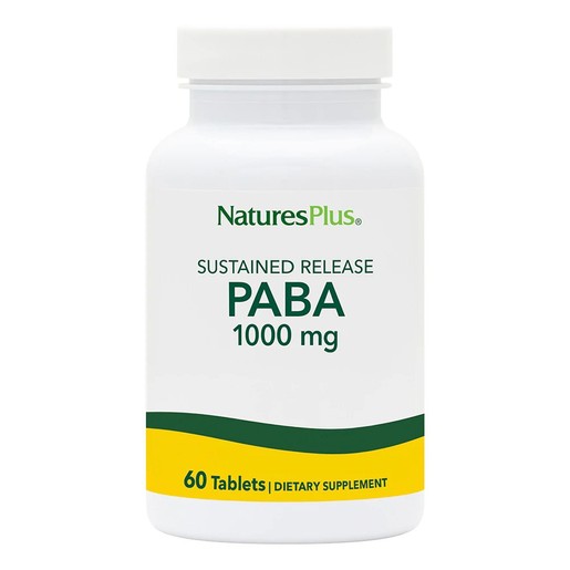 Natures Plus Paba 1000mg Συμπλήρωμα Διατροφής, Απαραίτητο για το Μεταβολισμό των Πρωτεϊνών & την Παραγωγή Φολικού Οξέος 60tabs