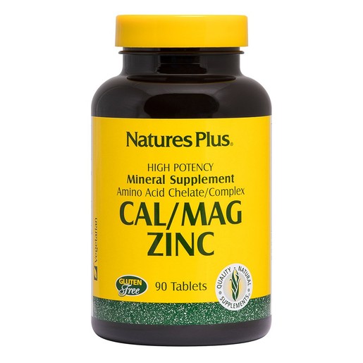 Natures Plus Cal/Mag/Zinc 1000/500/75 mg Συμπλήρωμα Διατροφής με Ασβέστιο, Μαγνήσιο, Ψευδάργυρο 90caps