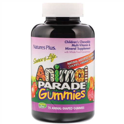 Natures Plus Animal Parade Gummies Assorted 75 Μασώμενα Ζωάκια