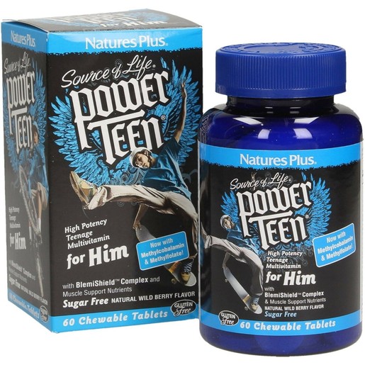 Nature\'s Plus Power Teen For Him Συμπλήρωμα Διατροφής Αγοριών για Ενέργεια 60 Μασώμενες Ταμπλέτες Nature\'s Plus Power Teen For Him Συμπλήρωμα Διατροφής Αγοριών για Ενέργεια 60 Μασώμενες Ταμπλέτες