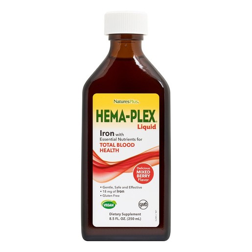 Natures Plus Hema-Plex Liquid Iron Υγρό Συμπλήρωμα Διατροφής με Σίδηρο, Βιταμίνες & L-κυστεΐνη 250ml