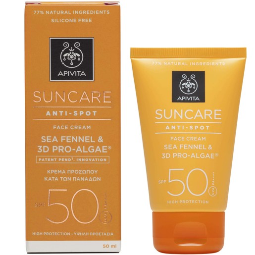 Apivita Suncare Anti Spot Face Cream With Sea Fennel & 3D Pro Algae Spf50, 50ml Apivita Suncare Anti Spot Face Cream With Sea Fennel & 3D Pro Algae Spf50, 50ml