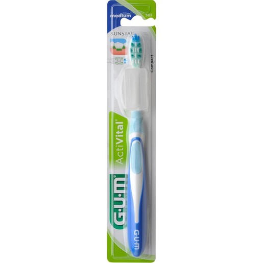 Gum ActiVital Compact Medium Toothbrush Μπλε 1 Τεμάχιο, Κωδ 583