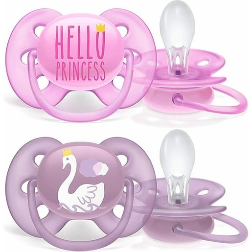 Philips Avent Ultra Soft Silicone Soother 6-18m Φούξια - Μωβ 2 Τεμάχια, Κωδ SCF223/02