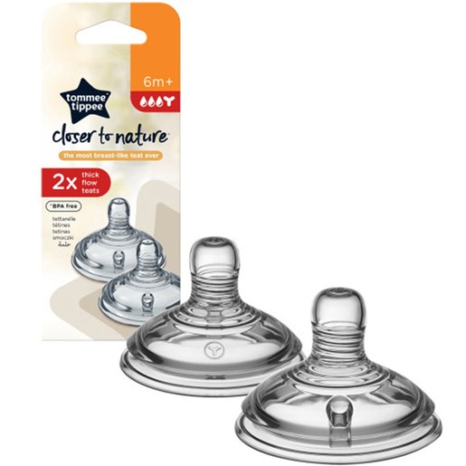 Tommee Tippee Closer to Nature Thick Feed Teats 6m+, 2 Τεμάχια, Κωδ 42214276