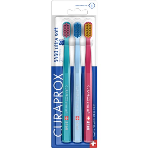 Curaprox Promo 5460 Ultra Soft Toothbrush Πετρόλ - Γαλάζιο - Φούξια 3 Τεμάχια