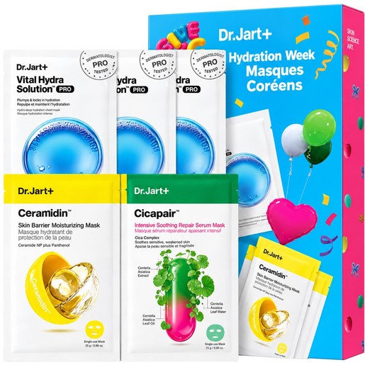 Dr.Jart+ Promo Vital Hydra Solution Dermask Pro 3 Τεμάχια, Ceramidin Skin Barrier Moisturuzing Mask for Dry Skin 2 Τεμάχια, & Cicapair Intensive Soothing Repair Serum Mask 2 Τεμάχια