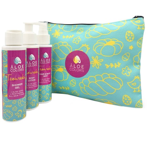 Aloe Colors Promo Tsoureki Shower Gel 100ml & Body Lotion 100ml & Hair & Body Mist 100ml & Δώρο Νεσεσέρ 1 Τεμάχιο