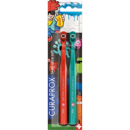 Curaprox Kids Ultra Soft Toothbrush Special Edition Κόκκινο - Τιρκουάζ 4-12 Years 2 Τεμάχια