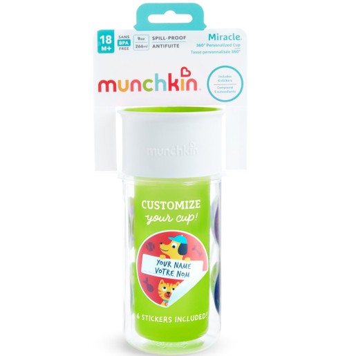 Munchkin Miracle 360 Insulated Sticker Cup Κύπελο Θερμός Πράσινο 266ml Munchkin Miracle 360 Insulated Sticker Cup Κύπελο Θερμός Πράσινο 266ml