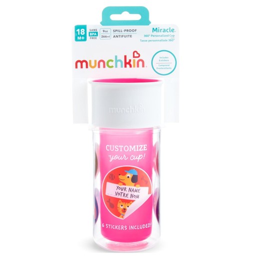 Munchkin Miracle 360 Insulated Sticker Cup Κύπελο Θερμός Ροζ 266ml Munchkin Miracle 360 Insulated Sticker Cup Κύπελο Θερμός Ροζ 266ml