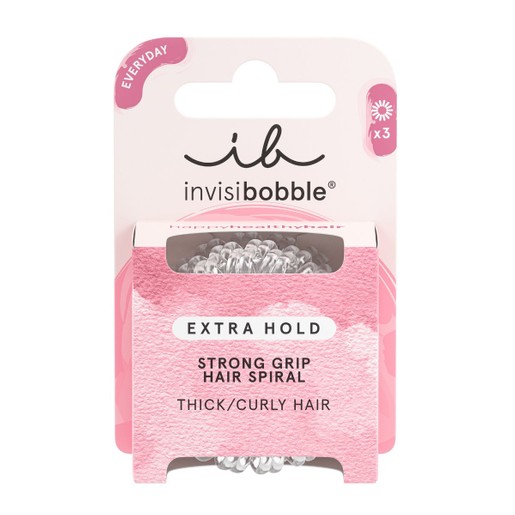 Invisibobble Everyday Hair Spiral Extra Hold Crystal Clear 3 Τεμάχια