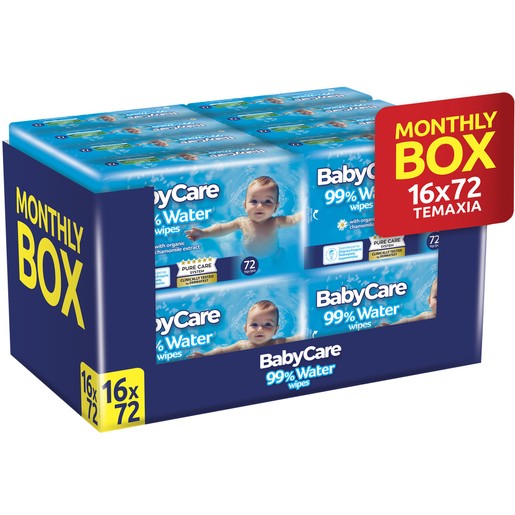BabyCare 99% Water Baby Wipes Monthly Box 1152 Τεμάχια (16x72 Τεμάχια) BabyCare 99% Water Baby Wipes Monthly Box 1152 Τεμάχια (16x72 Τεμάχια)