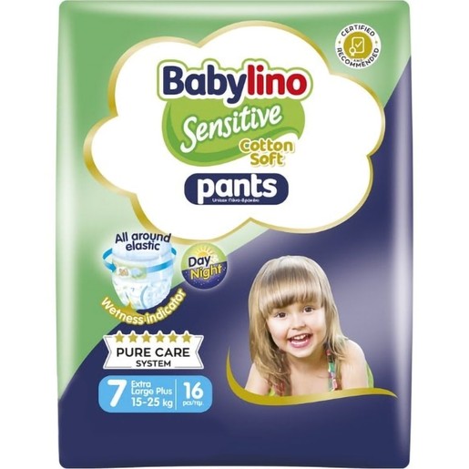 Babylino Sensitive Pants Cotton Soft Unisex No7 Extra Large Plus (15-25kg) 16 Τεμάχια