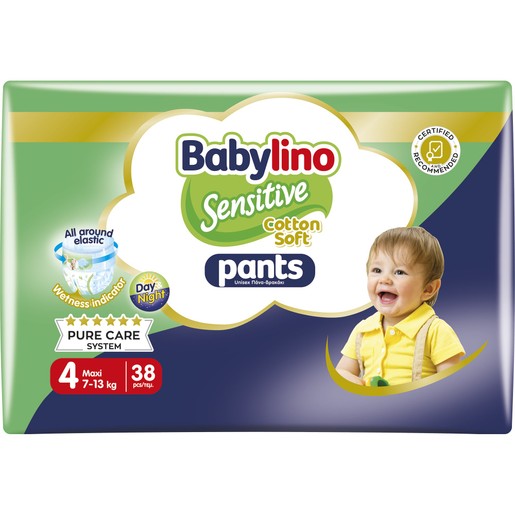 Babylino Sensitive Pants Cotton Soft Unisex No4 Maxi (7-13kg) 38 Τεμάχια