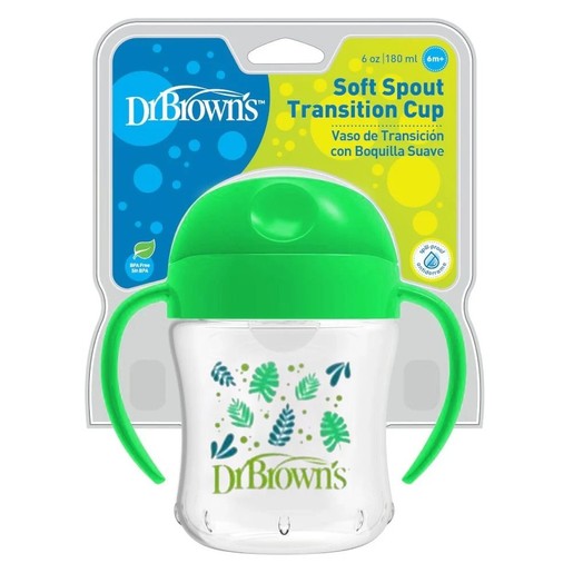 Dr. Brown\'s Soft Spout Transition Cup 6m+, 180ml, Κωδ TC61001 - Πράσινο