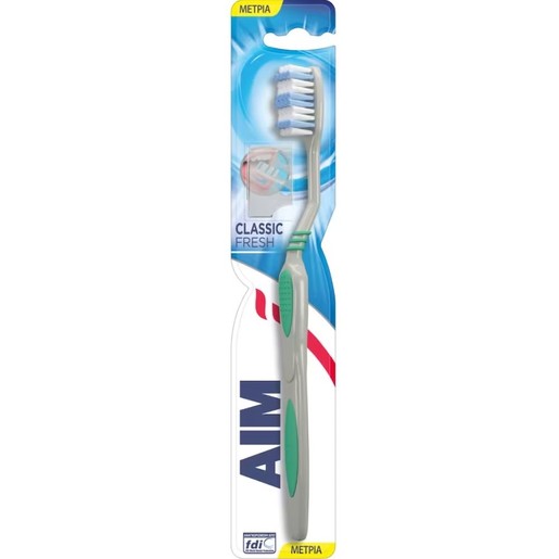 Aim Classic Fresh Medium Toothbrush Πράσινο 1 Τεμάχιο