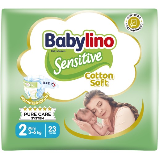 Babylino Sensitive Cotton Soft Carry Pack Mini Νο2 (3-6kg) 23 Τεμάχια