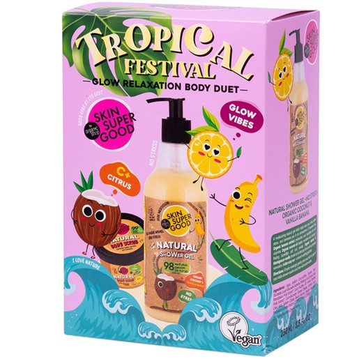 Natura Siberica Promo Tropical Festival C+ Citrus Natural Toning Body Scrub 100ml & Natural Organic Coconut & Vanilla Banana Shower Gel 250ml