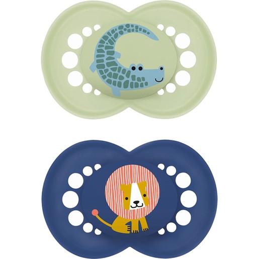 Mam Original Silicone Soother 16m+, 2 Τεμάχια, Κωδ 250SBc - Πράσινο / Σκούρο Μπλε
