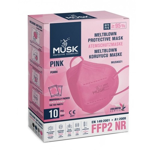 Musk Meltblown Protective Mask FFP2 NR Προστατευτική, Αποστειρωμένη Μάσκα μιας Χρήσης σε Ροζ Χρώμα 10 Τεμάχια Musk Meltblown Protective Mask FFP2 NR Προστατευτική, Αποστειρωμένη Μάσκα μιας Χρήσης σε Ροζ Χρώμα 10 Τεμάχια