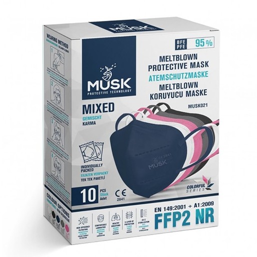 Musk Meltblown Protective Mask FFP2 NR Προστατευτική, Αποστειρωμένη Μάσκα μιας Χρήσης σε Διάφορα Χρώματα 10 Τεμάχια Musk Meltblown Protective Mask FFP2 NR Προστατευτική, Αποστειρωμένη Μάσκα μιας Χρήσης σε Διάφορα Χρώματα 10 Τεμάχια