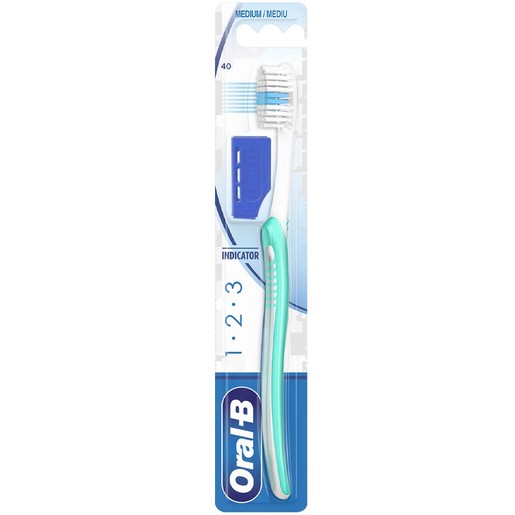 Oral-B 123 Indicator Medium Toothbrush 40mm 1 Τεμάχιο - Τιρκουάζ / Μπλε