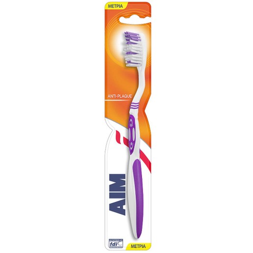 Aim Antiplaque Medium Toothbrush 1 Τεμάχιο - Μωβ