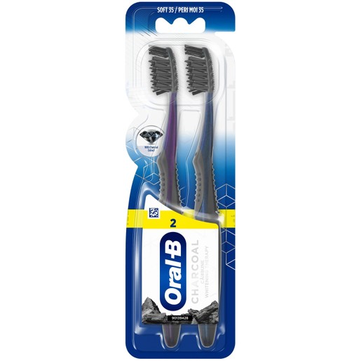 Oral-B Charcoal Whitening Therapy Soft 35 Toothbrush 2 Τεμάχια - Μωβ / Μπλε