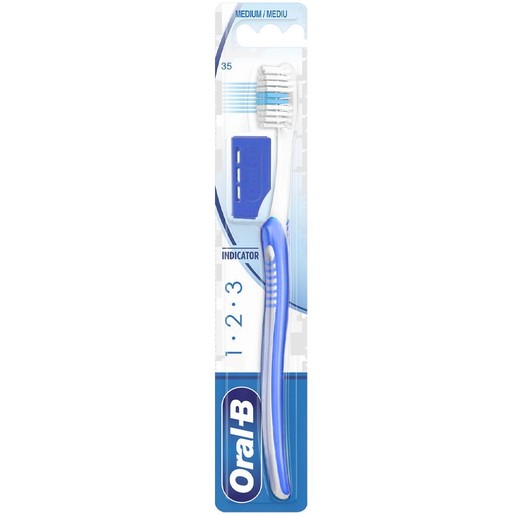 Oral-B 123 Indicator Medium Toothbrush 35mm 1 Τεμάχιο - Μπλε / Μπλε