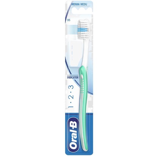 Oral-B 123 Indicator Medium Toothbrush 35mm 1 Τεμάχιο - Τιρκουάζ / Λευκό