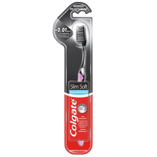 Colgate Charcoal Slim Soft Toothbrush <0.01mm 1 Τεμάχιο -  Ροζ