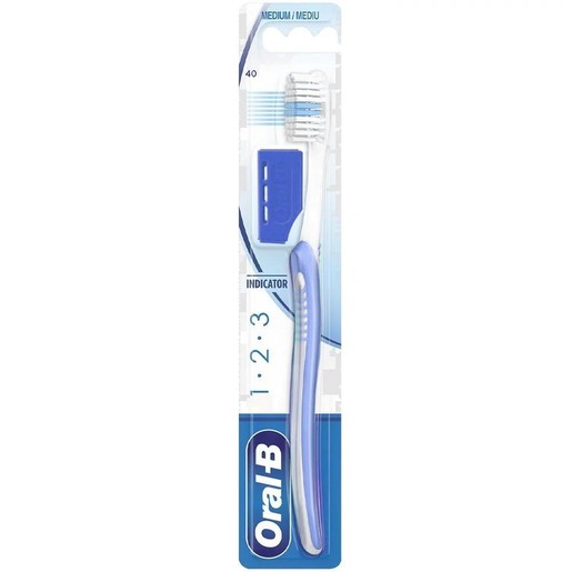 Oral-B 123 Indicator Medium Toothbrush 40mm 1 Τεμάχιο - Λιλά / Μπλε