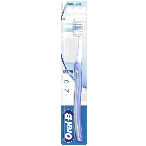 Oral-B 123 Indicator Medium Toothbrush 40mm 1 Τεμάχιο - Λιλά / Λευκό