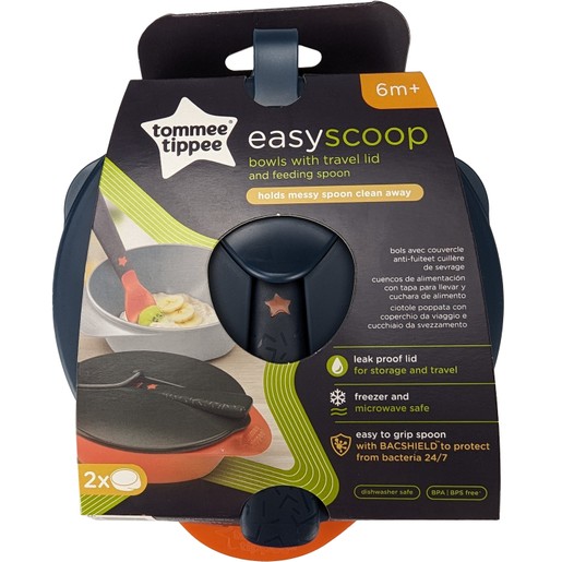 Tommee Tippee Easy Scoop Bowls with Travel Lid & Feeding Spoon 6m+, 1 Τεμάχιο