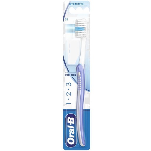 Oral-B 123 Indicator Medium Toothbrush 35mm 1 Τεμάχιο - Λιλά / Λευκό