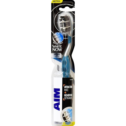 Aim White Now Antibac + White Medium Toothbrush 1 Τεμάχιο - Πετρόλ