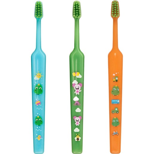 Tepe Good Mini Extra Soft Toothbrush Bolibompa 0-3 Years 3 Τεμάχια - Γαλάζιο / Πράσινο / Πορτοκαλί