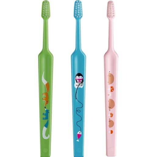 Tepe Kids Mini Extra Soft Toothbrush 0-3 Years 3 Τεμάχια, Πράσινο / Μπλε / Ροζ