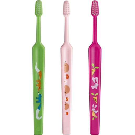 Tepe Kids Mini Extra Soft Toothbrush 0-3 Years 3 Τεμάχια, Πράσινο / Ροζ / Φούξια