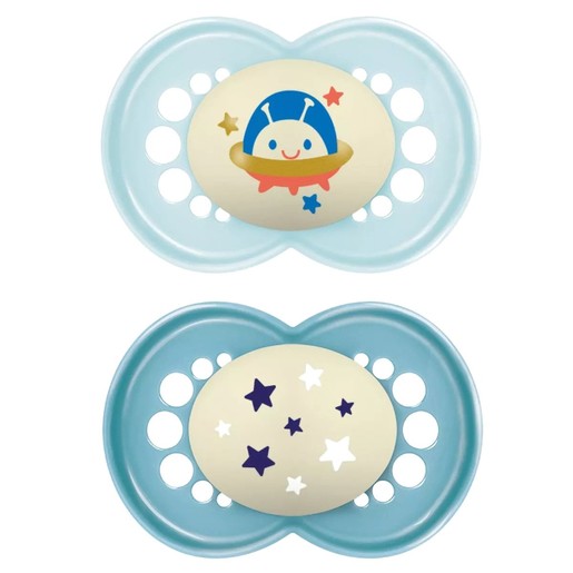 Mam Original Night Silicone Soother 16m+, 2 Τεμάχια, Κωδ 260S - Γαλάζιο / Μπλε 2