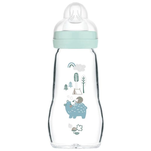 Mam Feel Good Premium Glass Bottle 2m+, 260ml Κωδ 375SB - Γαλάζιο 2