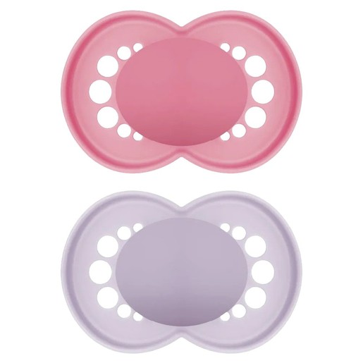 Mam Original Unprinted Matt Silicone Soother 6-16m 2 Τεμάχια, Κωδ 178SGC - Ροζ / Φούξια