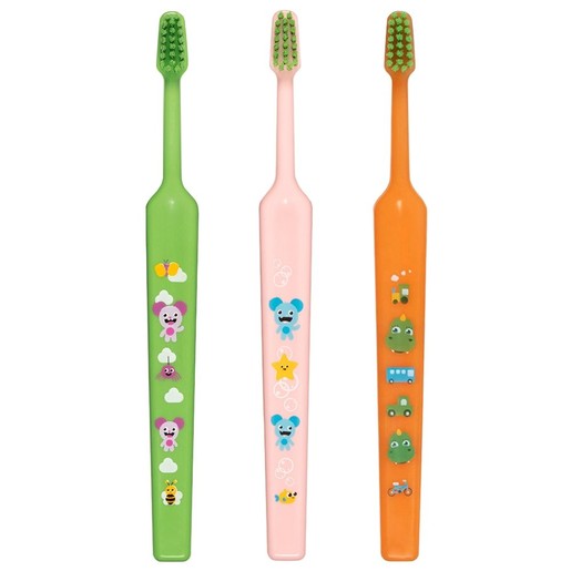 Tepe Good Mini Extra Soft Toothbrush Bolibompa 0-3 Years 3 Τεμάχια - Πράσινο / Ροζ / Πορτοκαλί