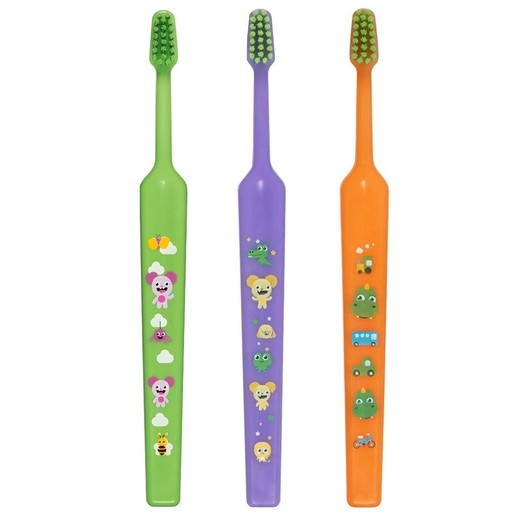 Tepe Good Mini Extra Soft Toothbrush Bolibompa 0-3 Years 3 Τεμάχια - Πράσινο / Μωβ / Πορτοκάλι